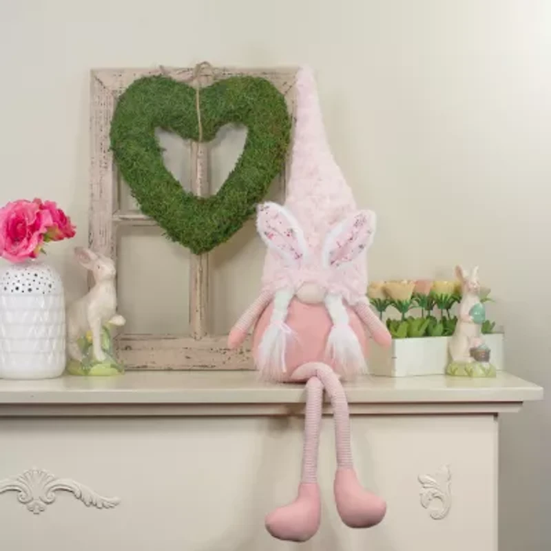 Northlight 32in White And Pink Sitting With Bunny Ears And Dangling Legs Easter Gnome