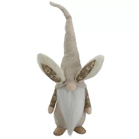 Northlight 20in Beige Floral Standing With Bunny Ears Easter Gnome
