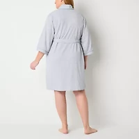 Liz Claiborne Womens Plus Waffle Long Sleeve Length Robe