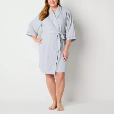 Liz Claiborne Womens Plus Waffle Long Sleeve Length Robe