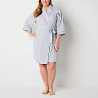 Liz Claiborne Womens Plus Waffle Long Sleeve Length Robe