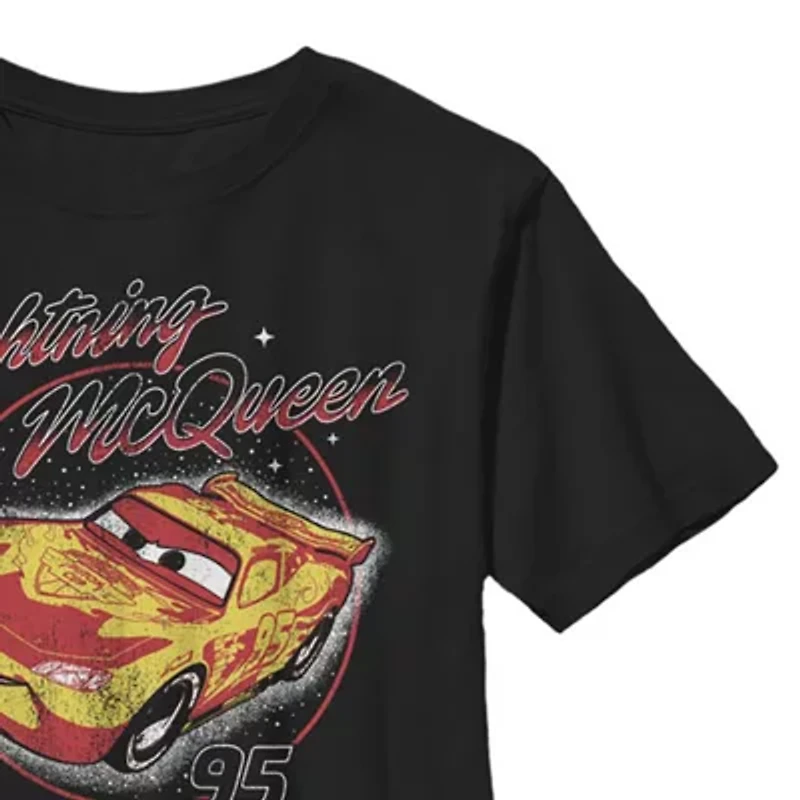 Disney Collection Little & Big Kid Boys Crew Neck Short Sleeve Regular Fit Cars Graphic T-Shirt