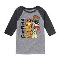 Little & Big Kid Boys Crew Neck 3/4 Sleeve Regular Fit Garfield Graphic T-Shirt
