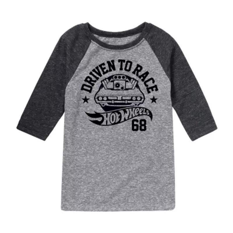 Little & Big Kid Boys Crew Neck 3/4 Sleeve Regular Fit Hot Wheels Graphic T-Shirt