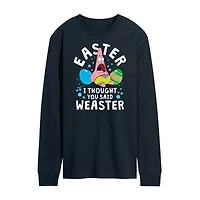 Mens Long Sleeve Spongebob Easter Graphic T-Shirt