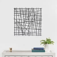 Cheungs Abstract Pewter Finished Square Metal Wall Art