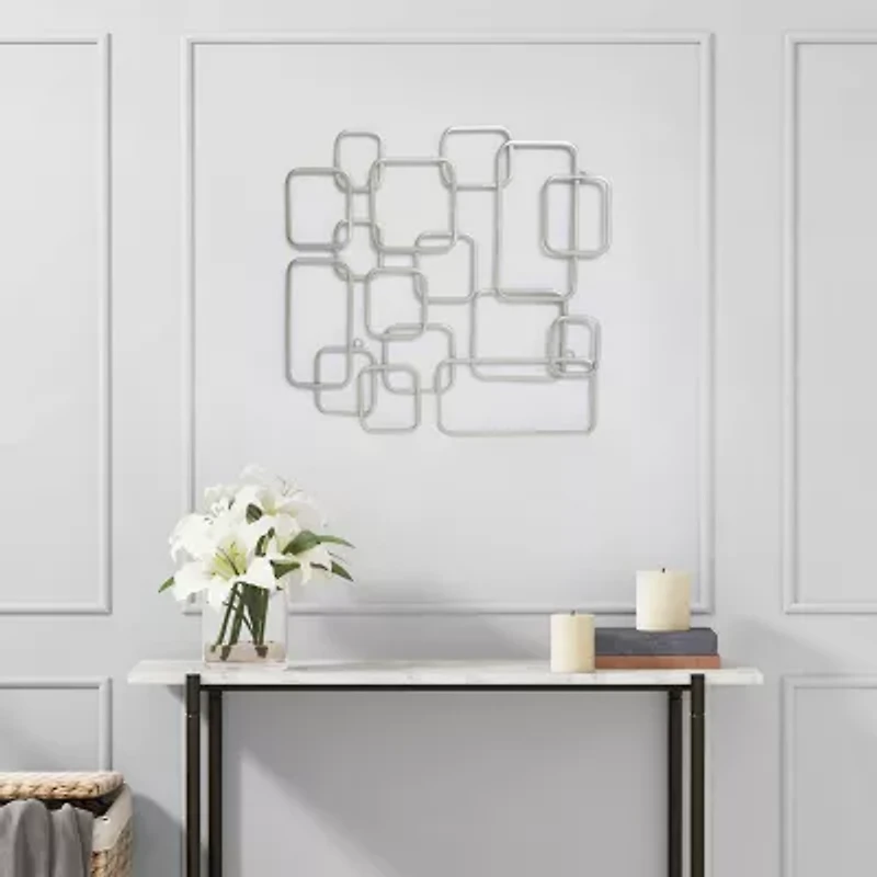 Cheungs Silver Abstract Square Metal Wall Art