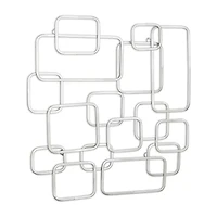 Cheungs Silver Abstract Square Metal Wall Art