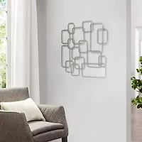 Cheungs Silver Abstract Square Metal Wall Art