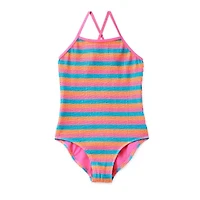Thereabouts Little & Big Kid Girls Striped One Piece Swimsuit