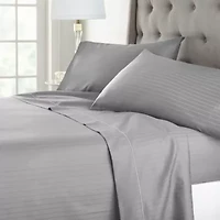 Liz Claiborne 600TC Cotton Sateen Dobby Stripe Wrinkle Free Sheet Set