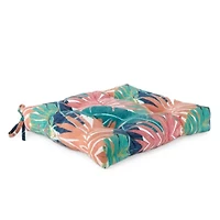 Turquoise Sun Leaf Print Patio Seat Cushion