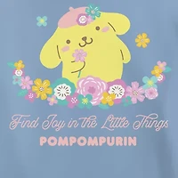 Pompompurri Boyfriend Tee Womens Juniors Crew Neck Short Sleeve Hello Kitty Graphic T-Shirt