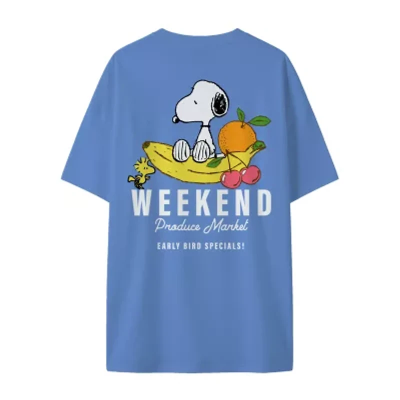 Womens Crew Neck Short Sleeve Snoopy Graphic T-Shirt