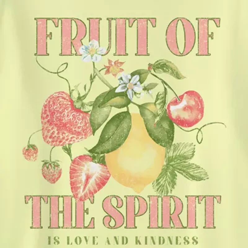 Fruit Of The Spirit Oversized Tee Womens Juniors Crew Neck Short Sleeve Regular Fit Graphic T-Shirt