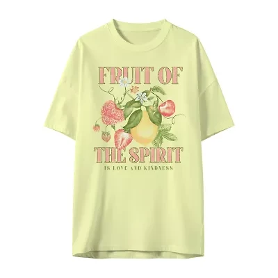 Fruit Of The Spirit Oversized Tee Womens Juniors Crew Neck Short Sleeve Graphic T-Shirt