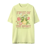 Fruit Of The Spirit Oversized Tee Womens Juniors Crew Neck Short Sleeve Regular Fit Graphic T-Shirt