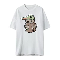 Grogu Womens Juniors Crew Neck Short Sleeve Oversized Star Wars Graphic T-Shirt