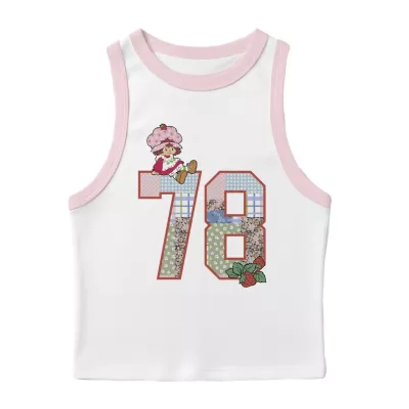 Womens Juniors Sleeveless Strawberry Shortcake Tank Top