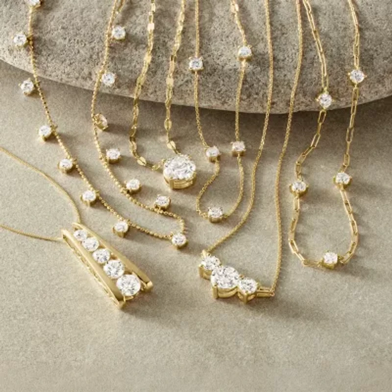 (G-H, Si2-I1) Womens 2 CT. T.W. Lab Grown White Diamond 10K Gold 18 Inch Pendant Necklace