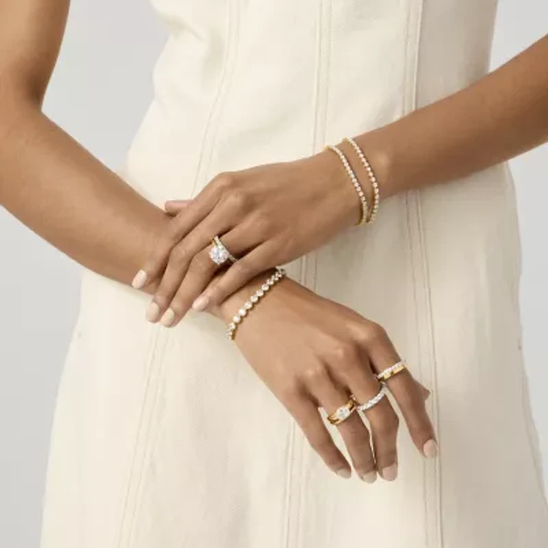 (F / Si2) Womens 10 Ct.T.W. Lab Grown White Diamond 10K Gold 7 Inch Tennis Bracelet