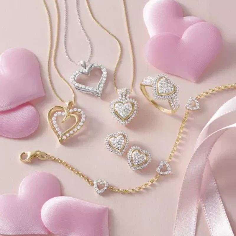 Diamond Addiction (G-H / I1-I2) Womens 1/3 CT. T.W. Lab Grown White Diamond 10K Gold Heart Charm Bracelet