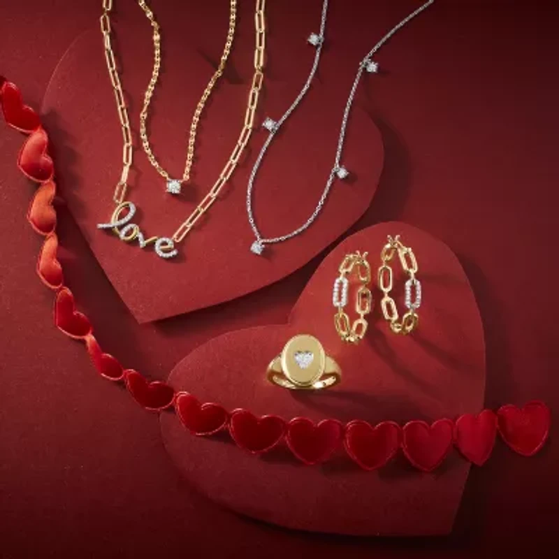 Diamond Addiction "Love" (G-H / I1-I2) Womens 1/10 CT. T.W. Lab Grown White Diamond 14K Gold Over Silver Paperclip 18 Inch Pendant Necklace