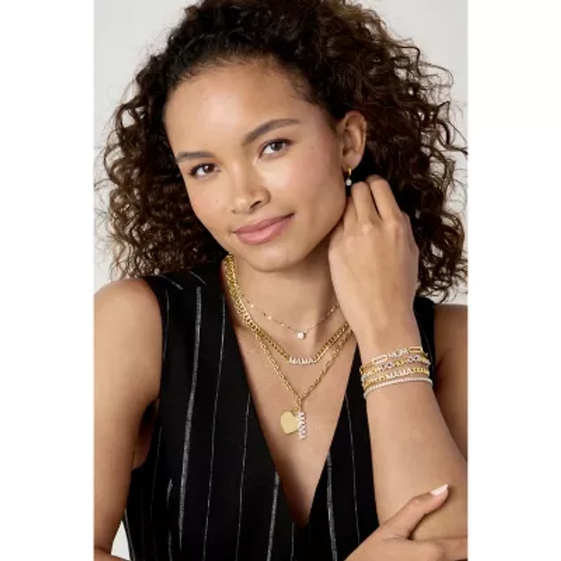 Diamond Addiction "Mama" Womens 1/10 CT. T.W. Natural White Diamond 14K Gold Over Silver Sterling Silver 18 Inch Pendant Necklace