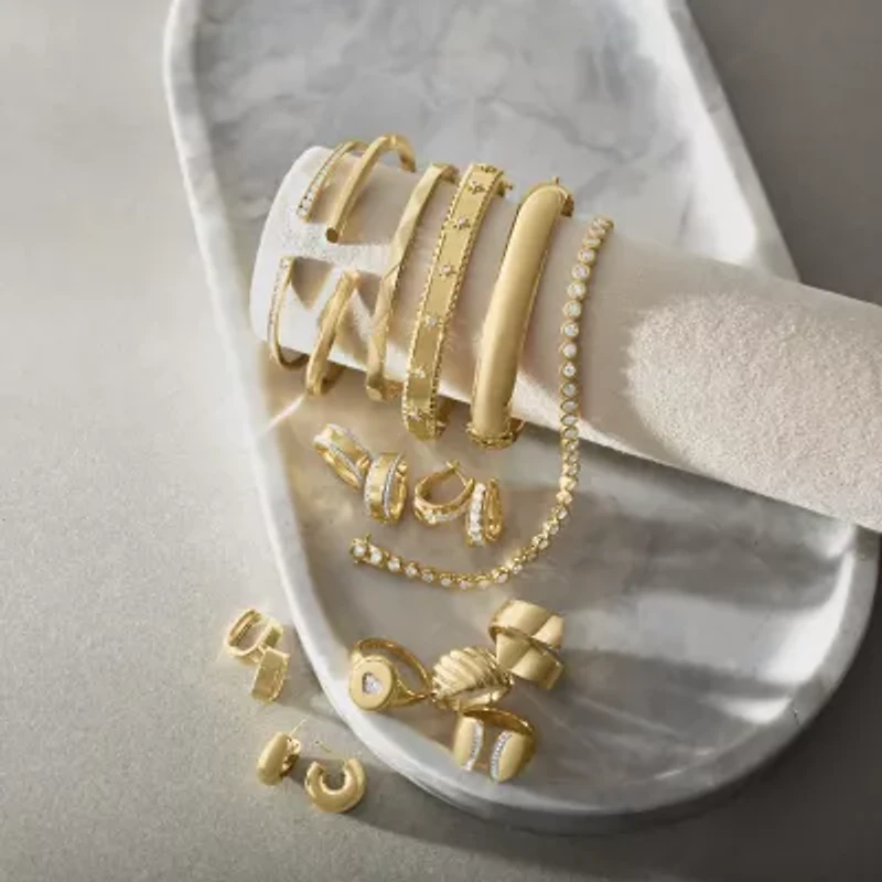 Diamond Addiction (G-H / I1-I2) North Star Womens 1/10 CT. T.W. Lab Grown White Diamond 14K Gold Over Silver Sterling Silver Star Bangle Bracelet