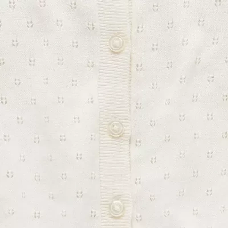 Okie Dokie Baby Girls Crew Neck Long Sleeve Button Cardigan