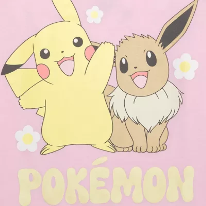 Little & Big Kid Girls Crew Neck Short Sleeve Regular Fit Pokemon Graphic T-Shirt