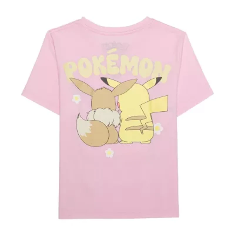 Little & Big Kid Girls Crew Neck Short Sleeve Regular Fit Pokemon Graphic T-Shirt