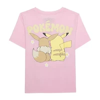 Little & Big Kid Girls Crew Neck Short Sleeve Regular Fit Pokemon Graphic T-Shirt