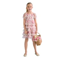 Lilt Big Kid Girls Short Sleeve A-Line Dress