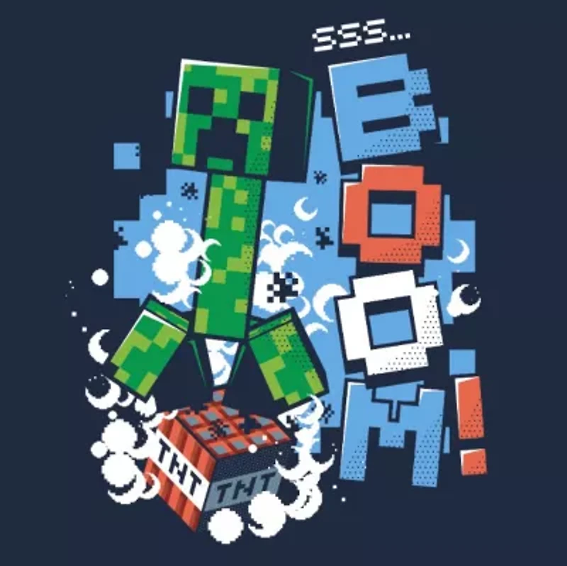 Little & Big Kid Boys Crew Neck Short Sleeve Oversized Minecraft Graphic T-Shirt