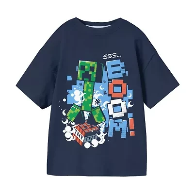 Little & Big Kid Boys Crew Neck Short Sleeve Oversized Minecraft Graphic T-Shirt