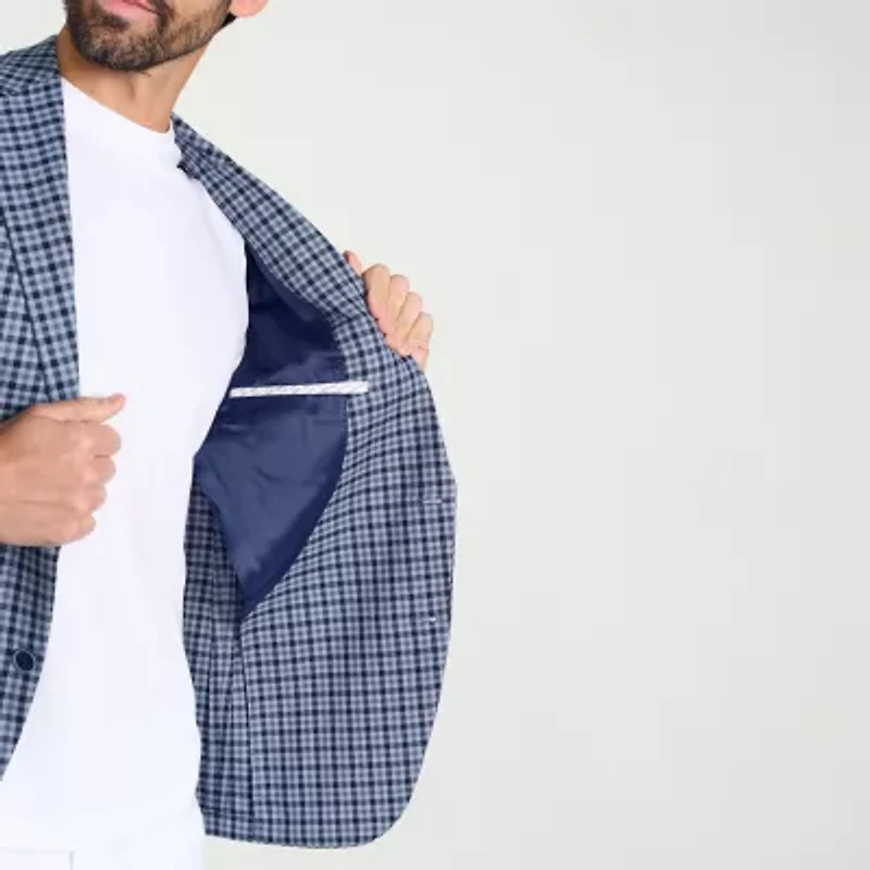 IBIZA AZURE Mens Plaid Slim Fit Sport Coat
