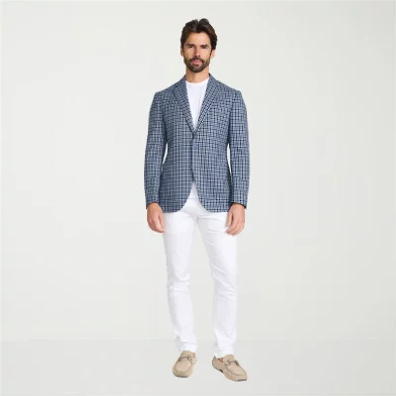 IBIZA AZURE Mens Plaid Slim Fit Sport Coat
