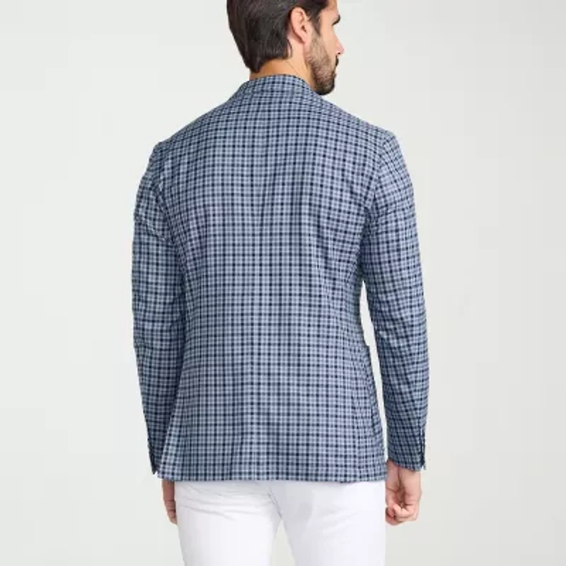 IBIZA AZURE Mens Plaid Slim Fit Sport Coat