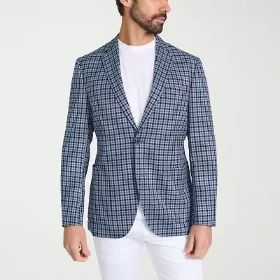 IBIZA AZURE Mens Plaid Slim Fit Sport Coat