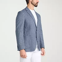 IBIZA AZURE Mens Plaid Slim Fit Sport Coat