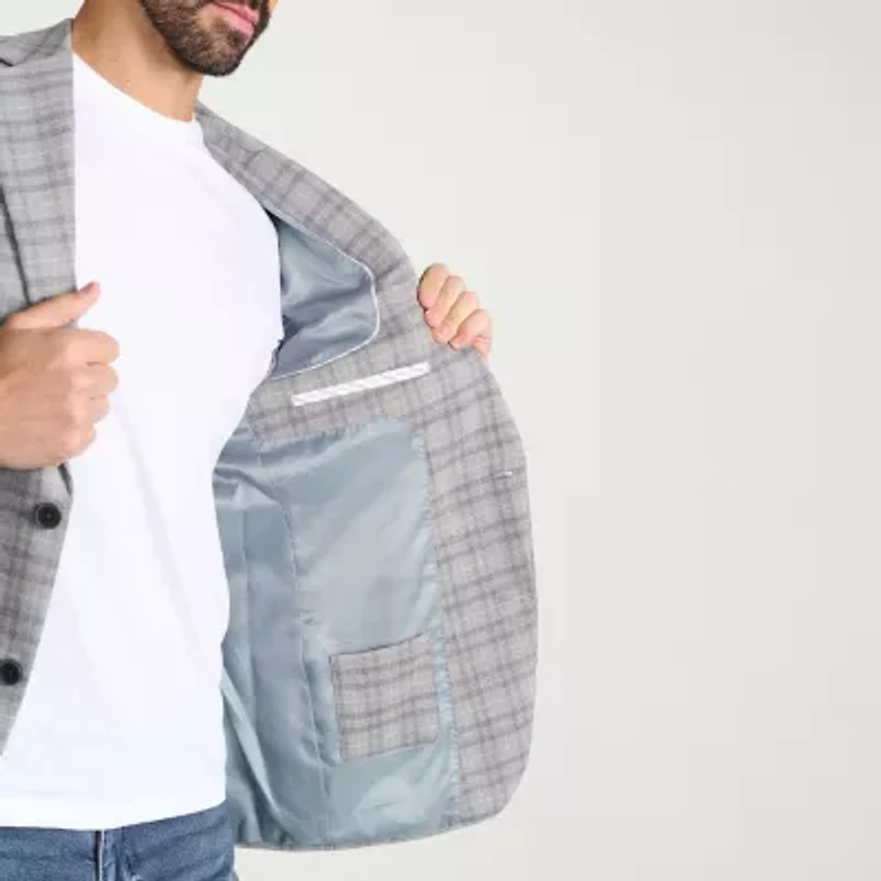 IBIZA AZURE Mens Windowpane Modern Fit Sport Coat