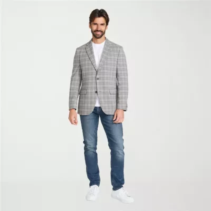 IBIZA AZURE Mens Windowpane Modern Fit Sport Coat