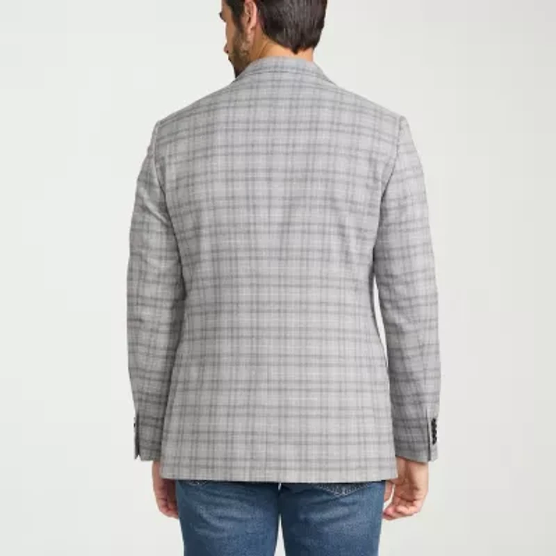 IBIZA AZURE Mens Windowpane Modern Fit Sport Coat