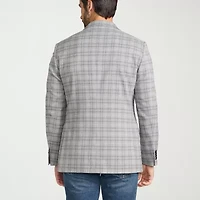 IBIZA AZURE Mens Windowpane Modern Fit Sport Coat