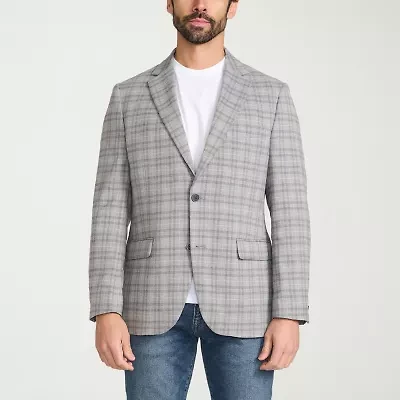 IBIZA AZURE Mens Windowpane Modern Fit Sport Coat