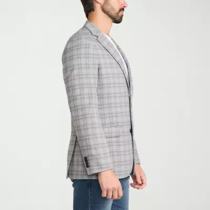 IBIZA AZURE Mens Windowpane Modern Fit Sport Coat