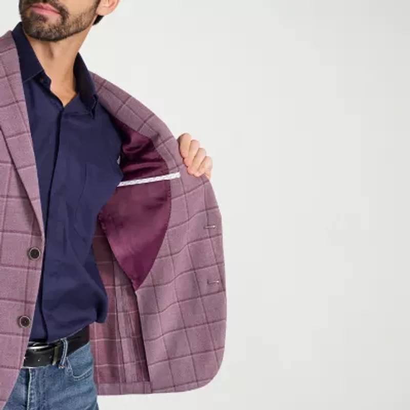 IBIZA AZURE Mens Windowpane Slim Fit Sport Coat