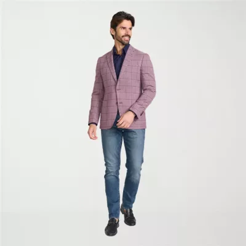 IBIZA AZURE Mens Windowpane Slim Fit Sport Coat
