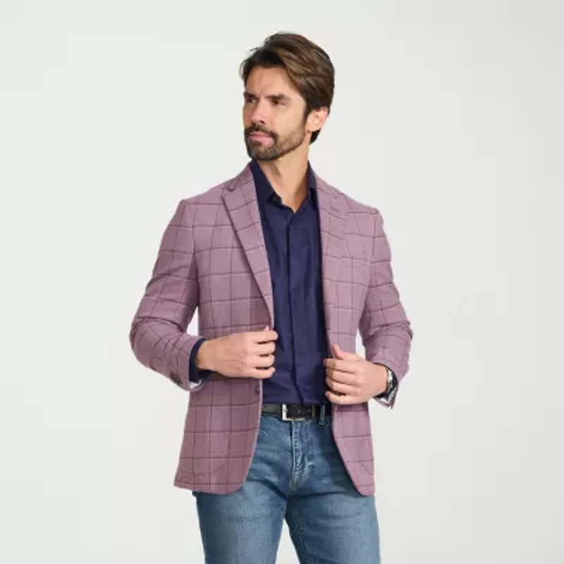 IBIZA AZURE Mens Windowpane Slim Fit Sport Coat